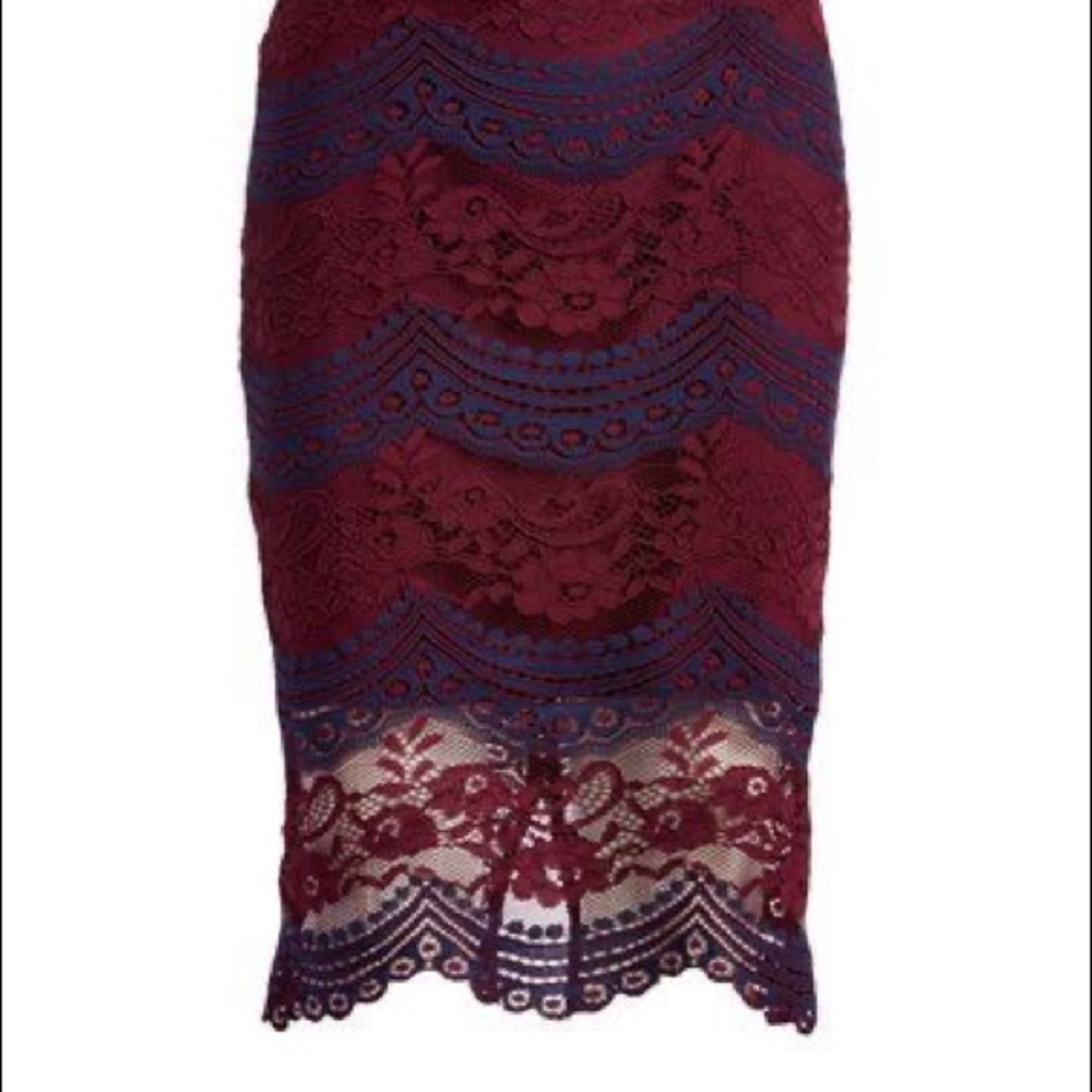 Jenn raisin & navy lace pencil skirt (skirt only)